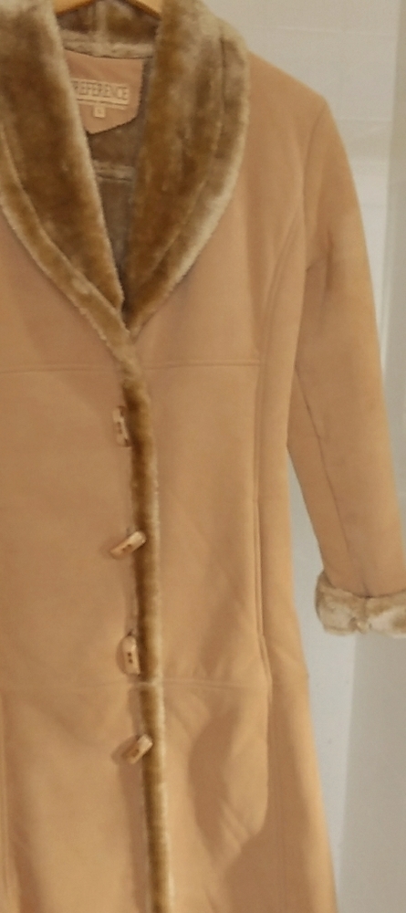 Faux sheepskin full length coat